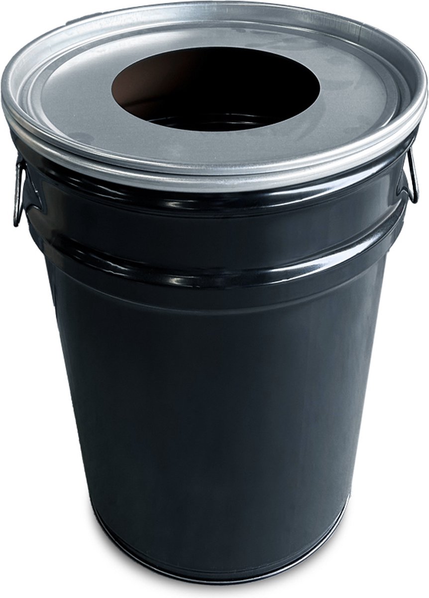 Goedkoopste BinBin Silver Hole 60 liter prullenbak-afvalbak-vuilnisbak met gat deksel en handvaten 40x58cm