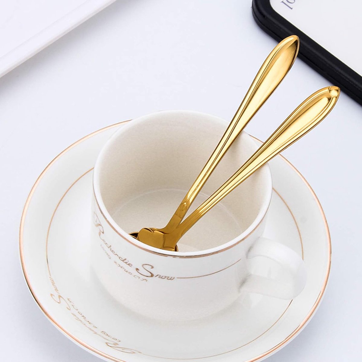 4 Stuks Koffielepels Roestvrij Staal - Elegante IJs- En Dessertlepels Modern Design