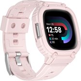 Bandje met ingebouwde case - geschikt voor Fitbit Versa 4 / Sense 2 - roze