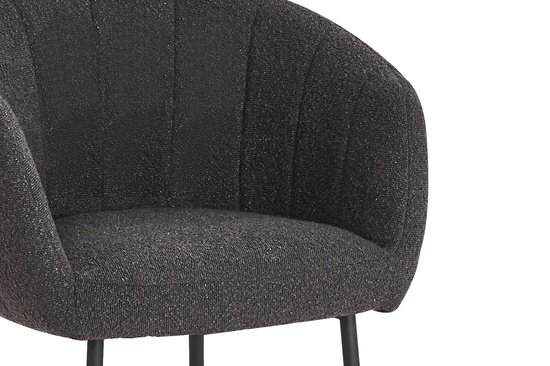 Stoel Pia Grijs - Bouclé - Set van 2 - Zithoogte 48 cm - Zitdiepte 44