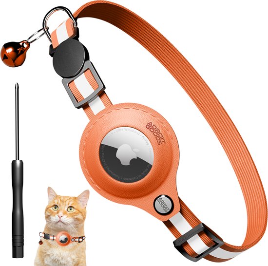 Foto: Adroitgoods airtag katten honden halsband oranje gps tracker huisdier geschikt voor apple airtag