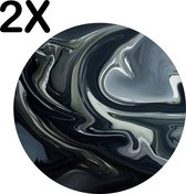 BWK Luxe Ronde Placemat - Abstract Vloeibaar Metaal - Set van 2 Placemats - 40x40 cm - 2 mm dik Vinyl - Anti Slip - Afneembaar