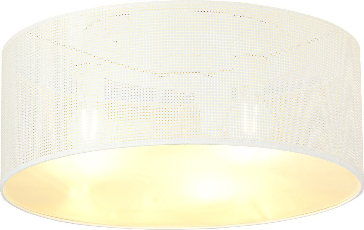 Emibig Skive grote wit en gouden plafondlamp rond 3x E27 - Perfecte verlichting voor elke ruimte