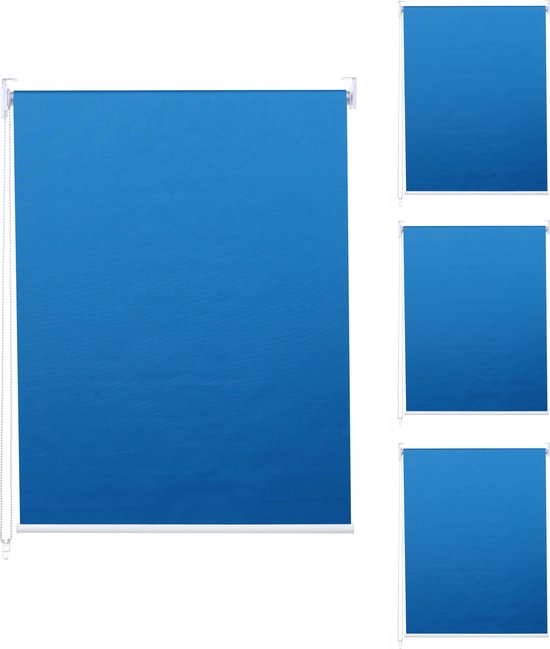 Set van 4 rolgordijnen MCW-D52, raamrolgordijn zijtrekgordijn, 100x160cm zonwering ondoorzichtig ~ blauw