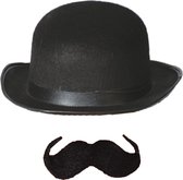Ensemble de costumes de carnaval Aristoctaat/Gentleman - Chapeau melon avec moustache autocollante - Accessoires de costume pour hommes
