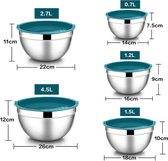 stainless steel salad bowls with airtight lid, 5-delige