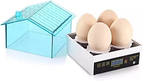 UniEgg® Broedmachine inclusief 5-delig set - voordeelpak (6) - voor 4 tot 7 eieren - met spuitflesje schouwlampje drinkbakje voersilo en spuitflacon - UNIEGG Systems™
