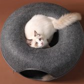 Kattentunnel en Kattenmand S - Plezier voor uw kat - Multifunctioneel - Kattenspeelgoed speeltunnel kattenhuis – Kattenhol rond kattenspeeltjes - Cat cave donut - Antraciet