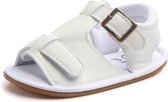 Witte sandalen met sier gesp - Kunstleer - Maat 18 - Harde zool - 0 tot 6 maanden