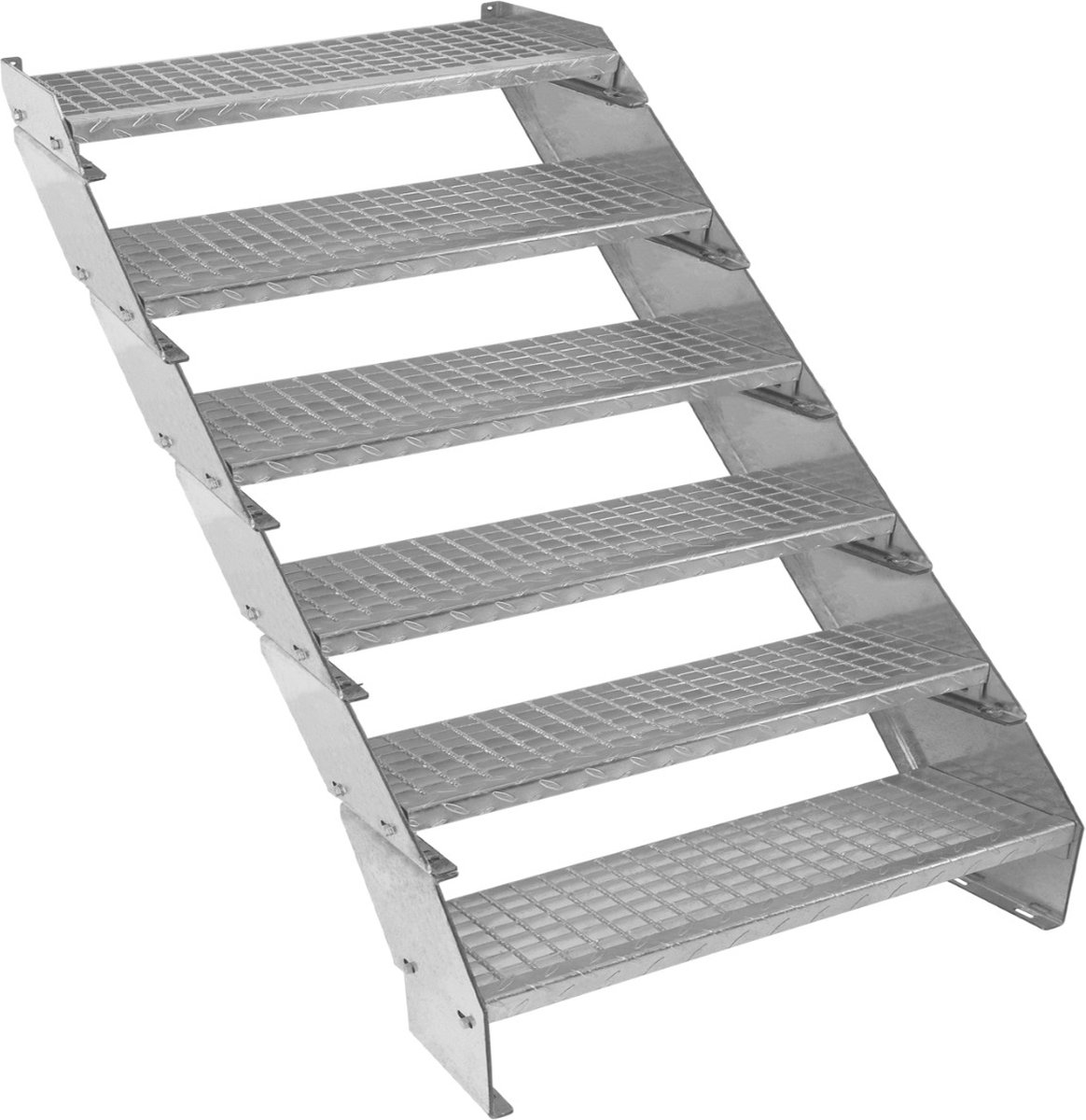 Verstelbare 6-delige verzinkte trap - zilver - 900 mm - max. 12 treden
