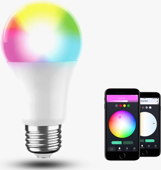 AERBES Smart Bulb - WiFi - E27 fitting -800 lm - Lichtbron - 10 W - Warmlicht/ Witlicht & Multicolor - 2700/6500 K - App voor Android en IOS
