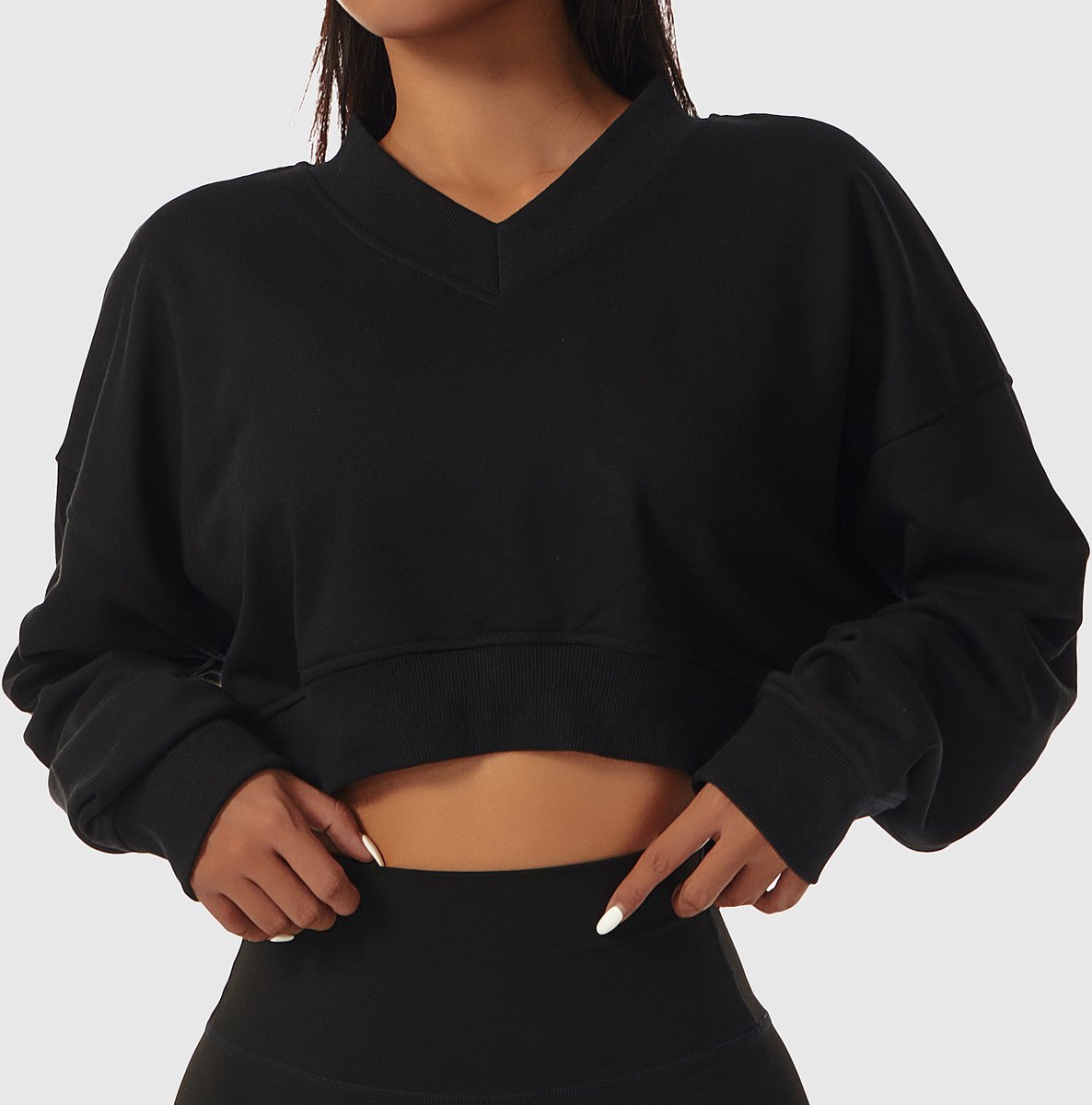 Gymcherries Lea Cropped Sweater Zwart - L