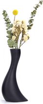 Vase Black 26 cm High Matt Ceramic Vase, Modern Decorative Vase for Pampas Grass, Minimalist Flower Vase, Creative Abstract Narrow Neck, Handmade Vases for Table Decoration, Home, Office,