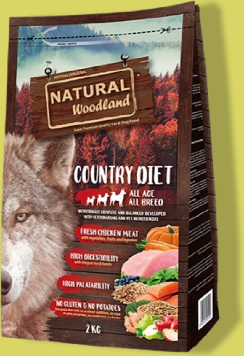 10kg Natural Woodland Country Diet droogvoer voor honden