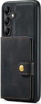 CaseMe JH-01 Hoesje Geschikt voor Samsung Galaxy A12 | Back Cover met Magnetische Kaarthouder | Beschermhoes Pasjeshouder Achterkant | 4 Pasjes en Briefgeld | Zwart