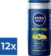NIVEA MEN Energy - 250 ml - Douchegel - Voordeelverpakking 12 stuks