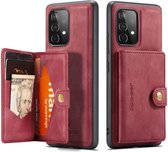 CaseMe JH-01 Hoesje Geschikt voor Samsung Galaxy A33 | Back Cover met Magnetische Kaarthouder | Beschermhoes Pasjeshouder Achterkant | 4 Pasjes en Briefgeld | Rood