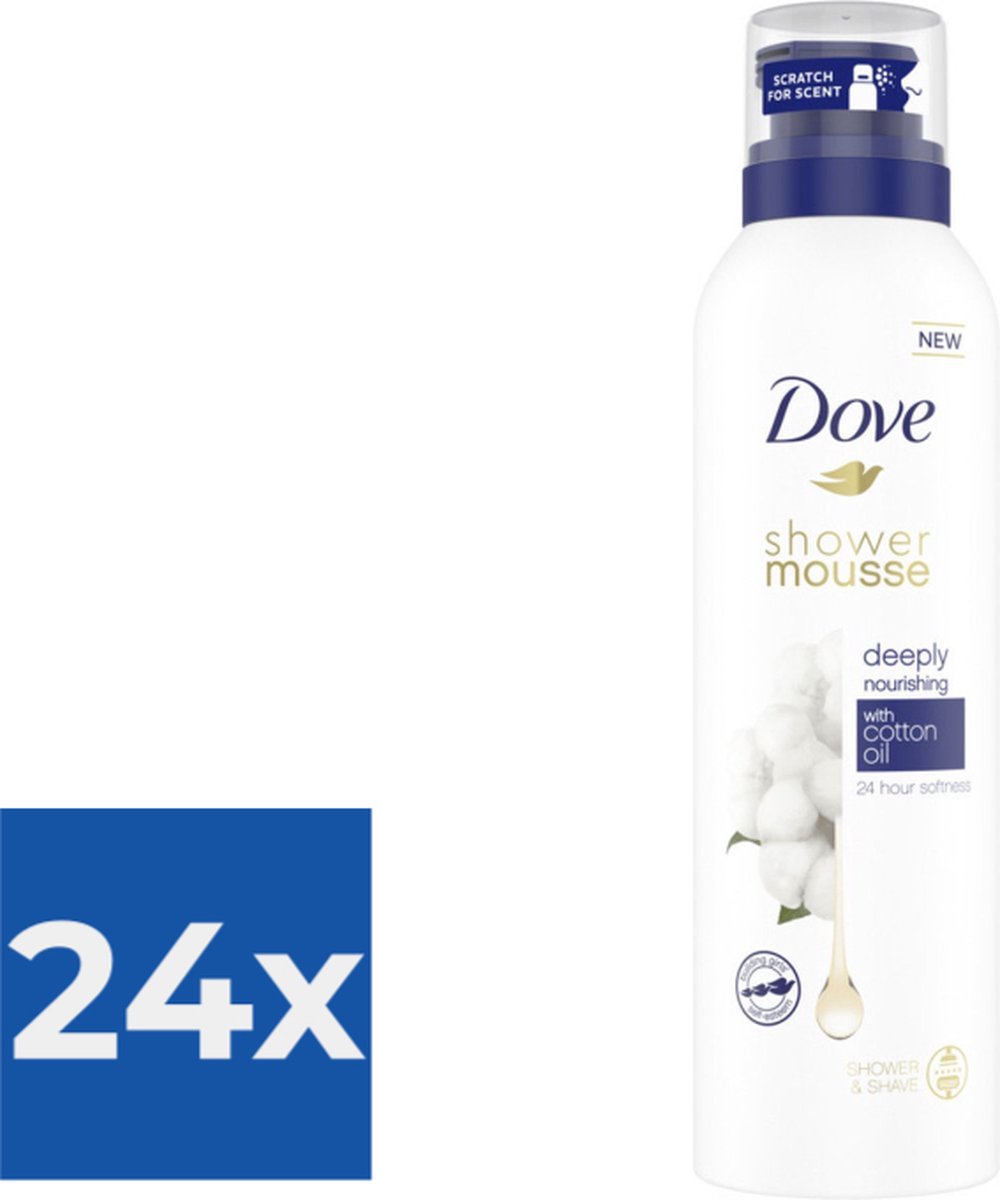 Goedkoopste Dove Shower Foam Deeply Nourishing Cotton Oil 200 ml - Voordeelverpakking 24 stuks