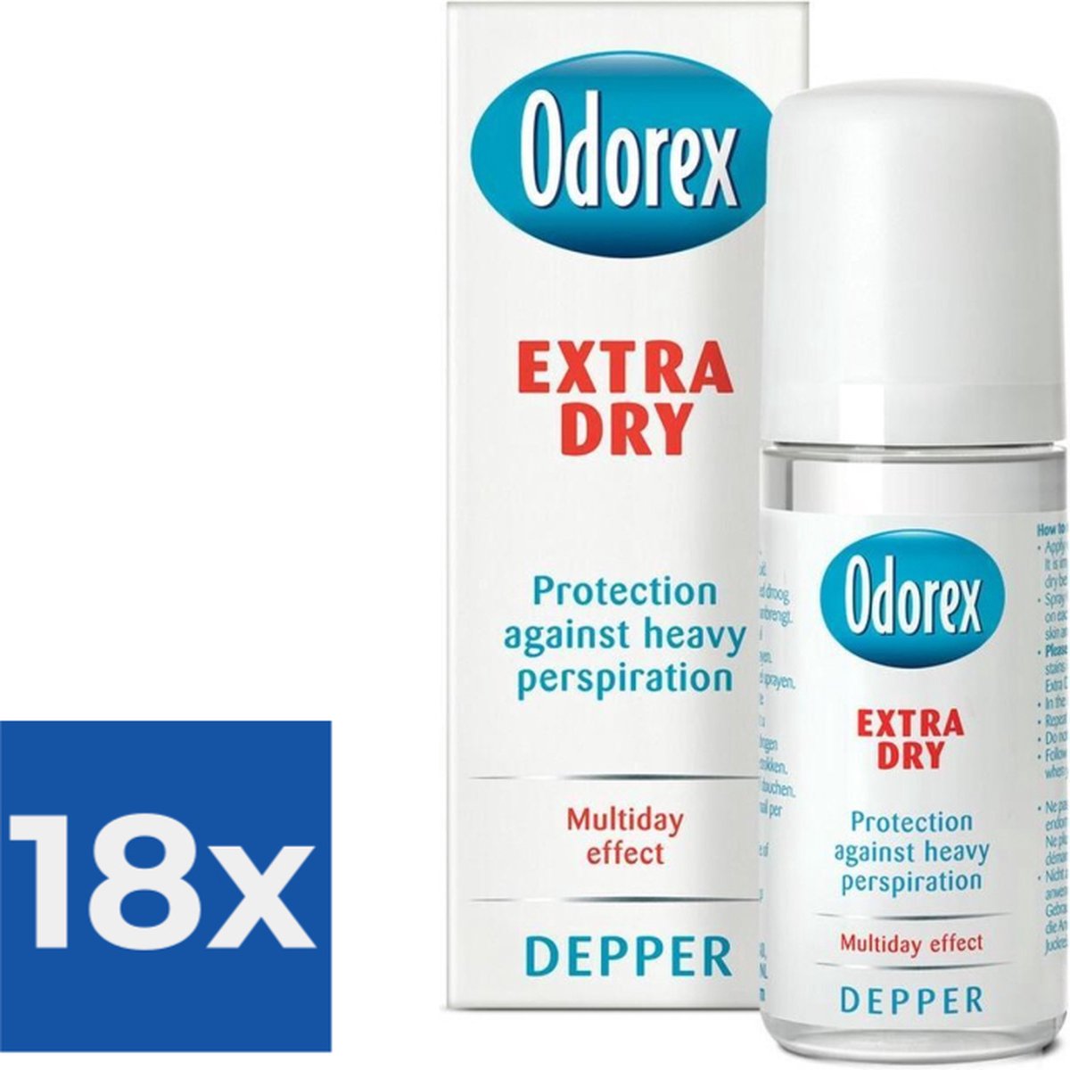 Goedkoopste Odorex Extra Dry Depper - 50 ml - Deodorant - Voordeelverpakking 18 stuks