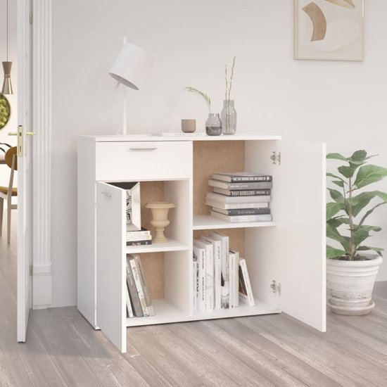 Buffet vidaXL 80 x 36 x 75 cm Bois traité Blanc brillant