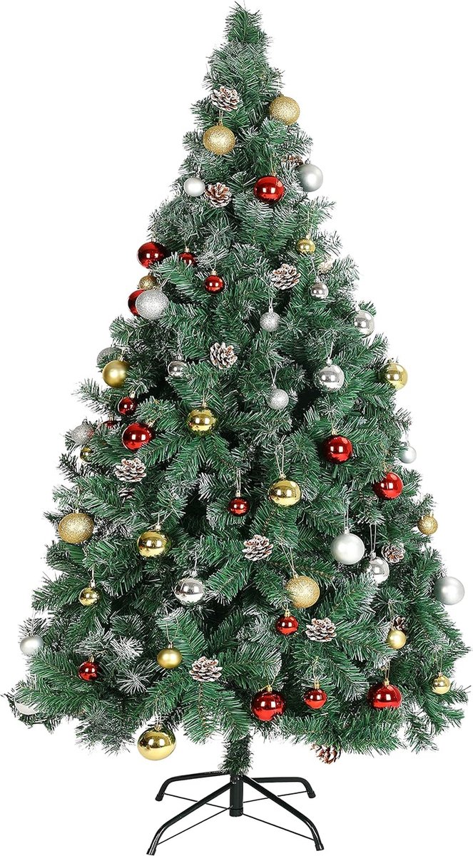 Luxe Kunstkerstboom met Dennenappels - 180 cm - 705 Tips - Stabiele Metalen Voet - Realistische Dichte PVC Takken - Groene Kerstboom met Sneeuw effect voor Kerstmis - Kerst Decoratie