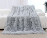 Pluizige deken 160 x 200 cm - Grijs - Extra zachte plaid - Fleece plaids, fluffy sprei