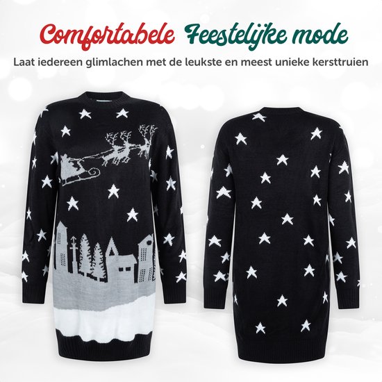 Ugly Christmas Sweater Ladies - Pull de Noël - Robe de Noël "Santa in the Night" - Taille Femme XXL