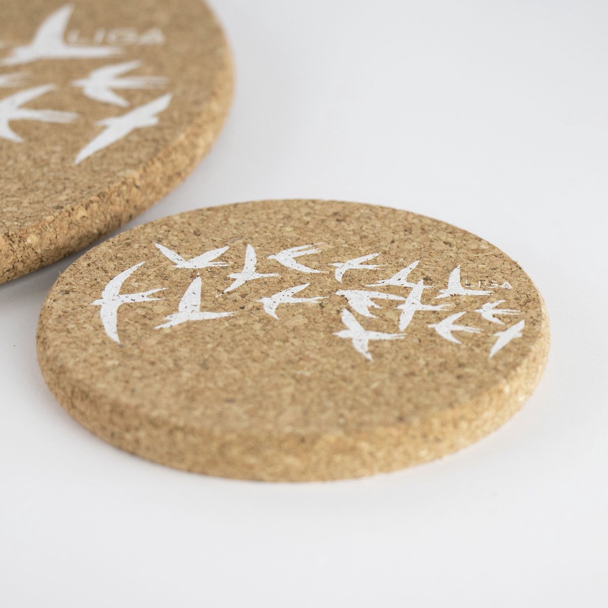 LIGA - Onderzetter Zwaluw Set van 4 Stuks - Kurk - Beige