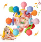 Montessori – Rammelaar – Bijtring - Speelgoed - baby tandjes - Sensorisch – Zintuiglijk – Kauwen – tandjes – Bal – Babyspeelgoed – 0-18 maanden - Jongens & Meisjes - Fijne Motoriek - Speelgoed – Grijprammelaar