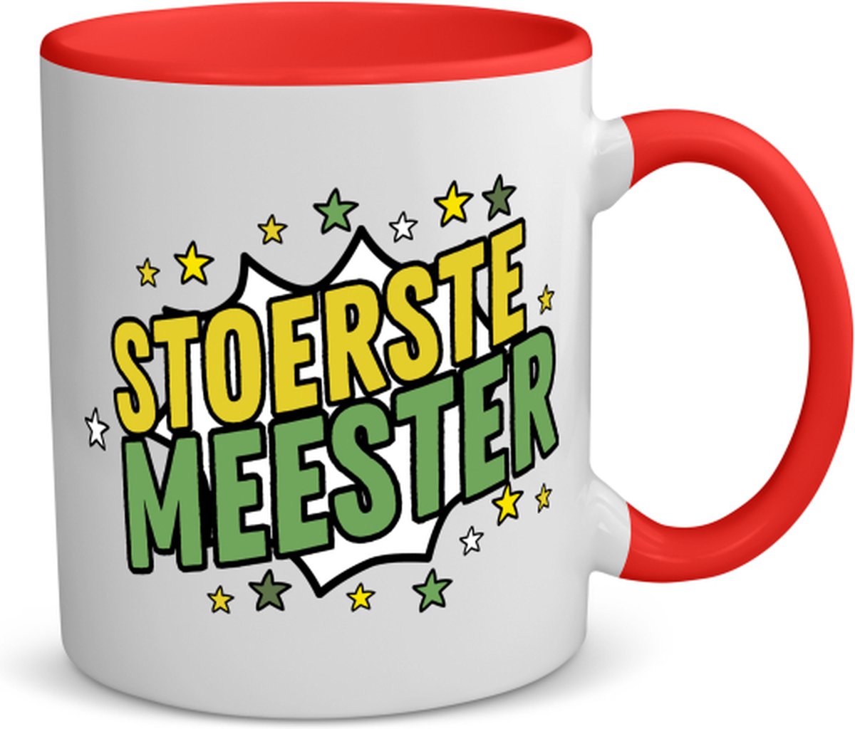 Akyol - stoerste meester koffiemok - theemok - rood - Meester - beste meester - school - verjaardagscadeau - afscheidscadeau - kado - 350 ML inhoud