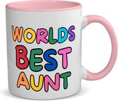 Akyol - world's best aunt koffiemok - theemok - roze - Tante - beste tante - verjaardagscadeau - cadeau voor tante - gift - kado - 350 ML inhoud