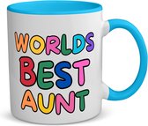 Akyol - world's best aunt koffiemok - theemok - blauw - Tante - beste tante - verjaardagscadeau - cadeau voor tante - gift - kado - 350 ML inhoud