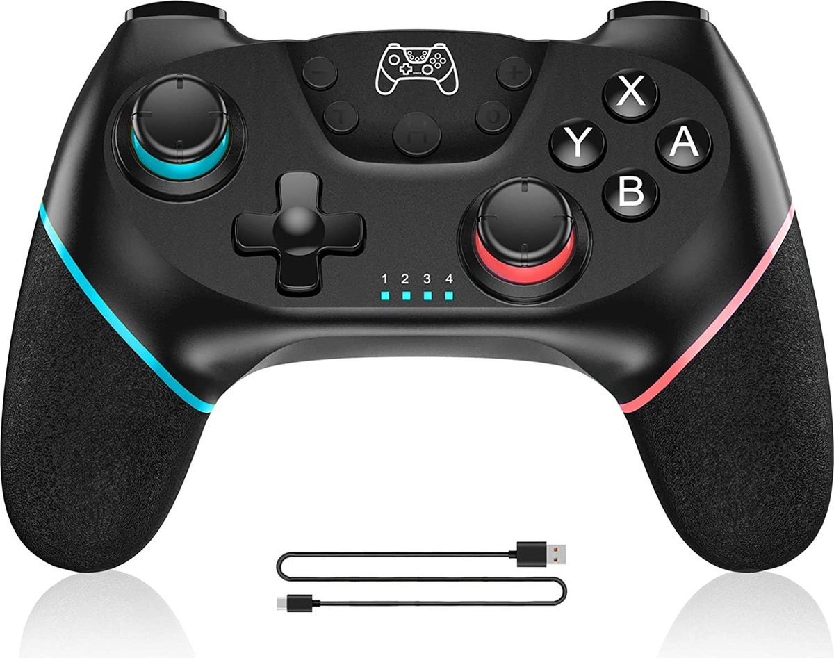 Draadloze Pro Controller voor Nintendo Switch Bluetooth gamepad joystick met dual shock, gyro motion control, turbo functie en oplaadbare batterij compatibel met Switch, Switch OLED en PC