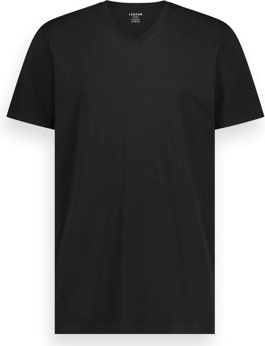 LebasQ - Davis' T-shirt voor heren - 3 pack - met V-hals - Extra lang - Geschikt als Ondershirt - Zwart