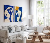 Abstracte Schilderij Set - 2 stuks - 50x70 cm - Matisse - Nu Bleu - Vintage - Wanddecoratie - Muurdecoratie