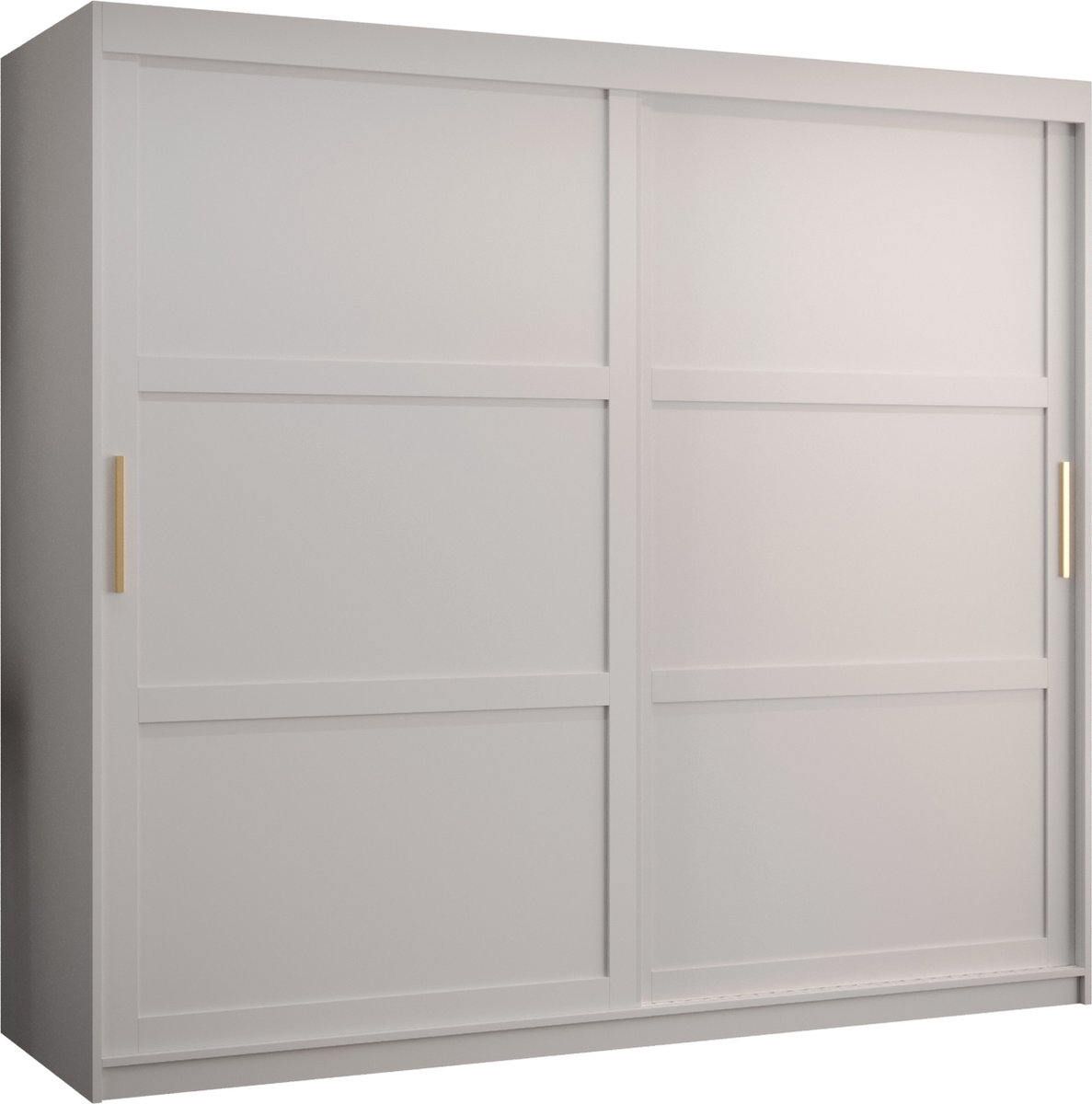 AJE Meubles B.V. Zweefdeurkast Kledingkast met 2 schuifdeuren Garderobekast slaapkamerkast Kledingstang met planken (LxHxP): 200x200x60 cm - Rumble I (Wit, 200) met lades