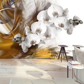 Fotobehangkoning - Behang - Vliesbehang - Fotobehang Orchidee - Orchideeën Kunst - Orchid on fire - 100 x 70 cm