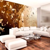 Fotobehangkoning - Behang - Vliesbehang - Fotobehang Vlinder Luxe - Golden Path - 150 x 105 cm