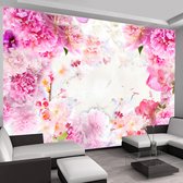 Fotobehangkoning - Behang - Vliesbehang - Fotobehang - Blooming June - Roze Pioenrozen - Bloemen - 200 x 140 cm