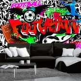 Fotobehangkoning - Behang - Vliesbehang - Fotobehang Voetbal Graffiti - Football Passion - 100 x 70 cm