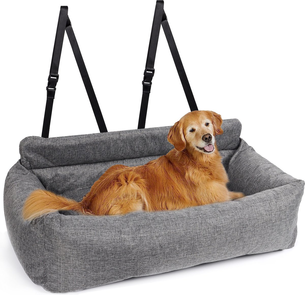 CALIYO Hondenmand Auto - 90 x 40 x 21 cm - Groot honden - en kattenbed | Dierenmand Autostoel Hond Hondenkussen - Hond Autogordel - Geschikt voor alle honden en katten – foto 7