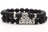 Kralen Armband met Buddha Beeld - Lava - Natuursteen - Boeddha Sieraden - Armbanden Heren Dames - Kralenarmband - Cadeau voor Man - Mannen Cadeautjes