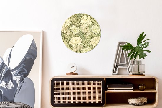 WallCircle - Stickers muraux - Cercle de papier peint - Roses - Fleurs - Vert - William Morris - ⌀ 30 cm - Cercle mural - Autocollant - Autocollant de papier peint rond