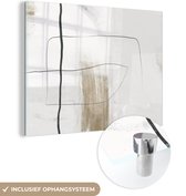 MuchoWow® Glasschilderij 120x90 cm - Schilderij acrylglas - Verf - Zwart - Wit - Foto op glas - Schilderijen