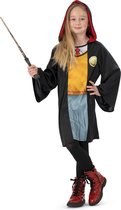 Funny Fashion - Harry Potter Kostuum - Hermelien IJverige Student Van De Magieschool - Meisje - Blauw, Geel, Zwart - Maat 164 - Carnavalskleding - Verkleedkleding