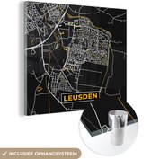 MuchoWow® Glasschilderij 20x20 cm - Schilderij acrylglas - Leusden - Stadskaart - Goud - Kaart - Plattegrond - Foto op glas - Schilderijen