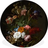 WallCircle - Wandcirkel - Muurcirkel - Vaas met bloemen - Schilderij van Rachel Ruysch - Aluminium - Dibond - ⌀ 60 cm - Binnen en Buiten