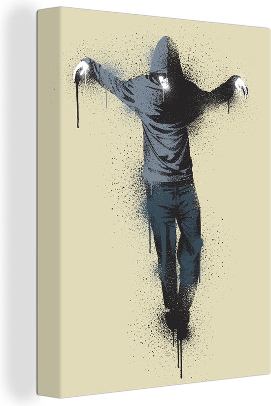 Graffiti urbain messie en toile d'art urbain 2cm 120x160 cm - Tirage photo sur toile (Décoration murale salon / chambre) XXL / Groot format!