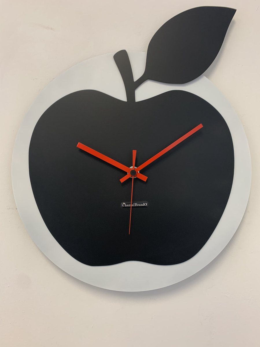 Wandklok ChantalBrandO BLACK APPEL -- MODERN DESIGN --