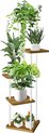 5-laags houten bloemenplank, plantenplank, meerlaagse bloemenstandaard, plantenstandaard, bloemenbank, bloementrap, plantentrap, standaardplank voor binnentuin, balkondecoratie (wit)